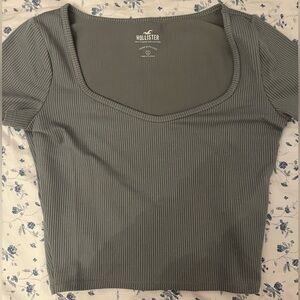hollister ribbed square neck cropped tee